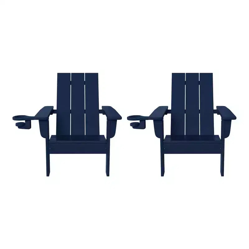 WestinTrends Ashore Kids Outdoor HDPE Plastic Modern Adirondack Patio Chairs with Cup Holders (Set of 2)