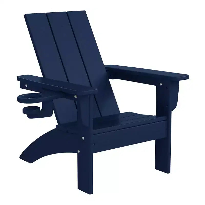 WestinTrends Ashore Kids Outdoor HDPE Plastic Modern Adirondack Patio Chairs with Cup Holders (Set of 2)