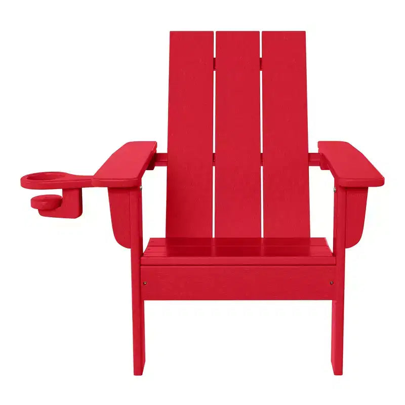WestinTrends Ashore Kids Outdoor HDPE Plastic Modern Adirondack Patio Chairs with Cup Holders (Set of 2)