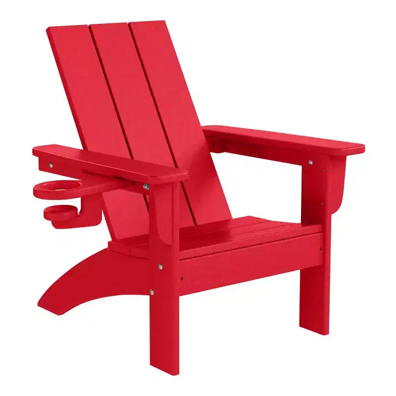 WestinTrends Ashore Kids Outdoor HDPE Plastic Modern Adirondack Patio Chairs with Cup Holders (Set of 2)