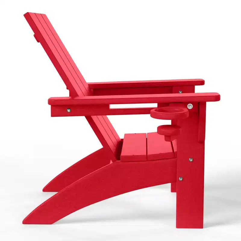 WestinTrends Ashore Kids Outdoor HDPE Plastic Modern Adirondack Patio Chairs with Cup Holders (Set of 2)