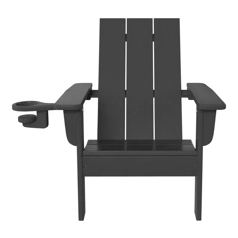 WestinTrends Ashore Kids Outdoor HDPE Plastic Modern Adirondack Patio Chairs with Cup Holders (Set of 2)