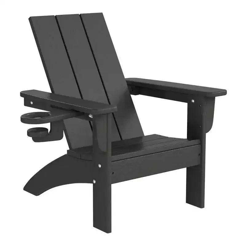 WestinTrends Ashore Kids Outdoor HDPE Plastic Modern Adirondack Patio Chairs with Cup Holders (Set of 2)
