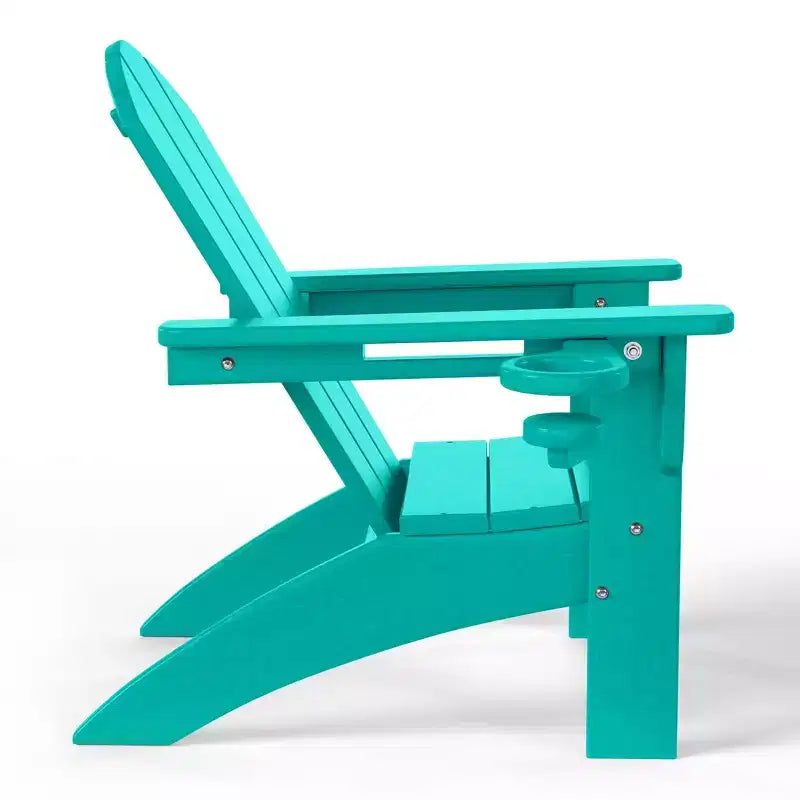 WestinTrends Malibu 3-Piece Kids HDPE Adirondack Chairs Set with Square Side Table and Cup Holders