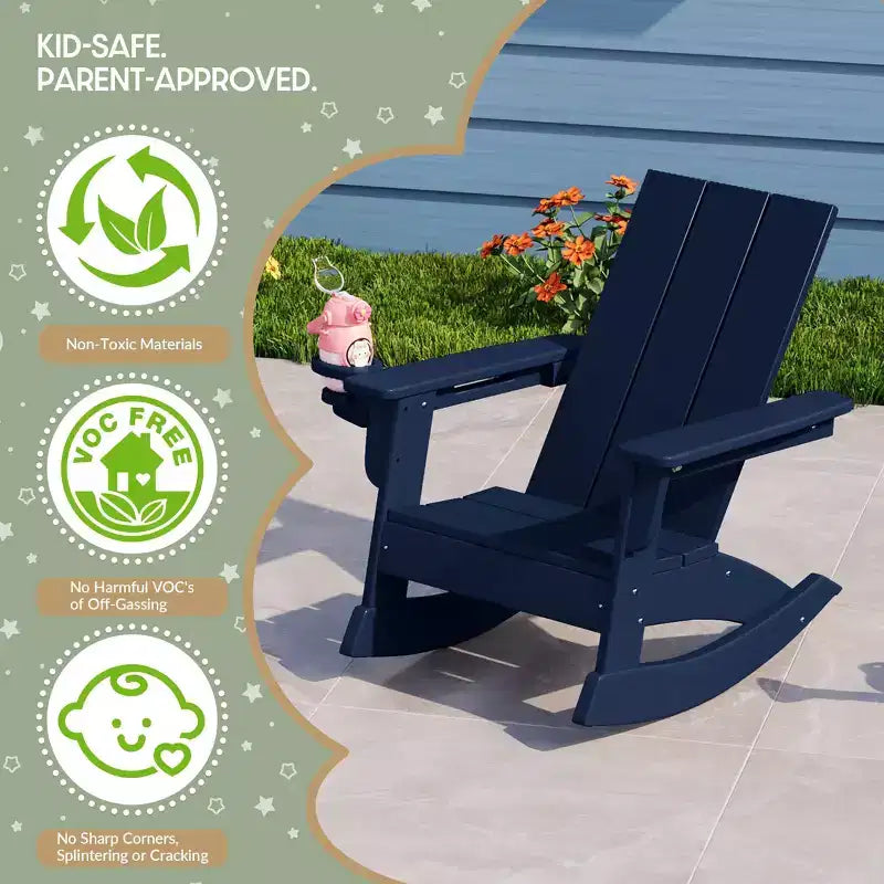 WestinTrends Ashore Chaises à bascule modernes Adirondack en plastique HDPE pour enfants (Lot de 2)