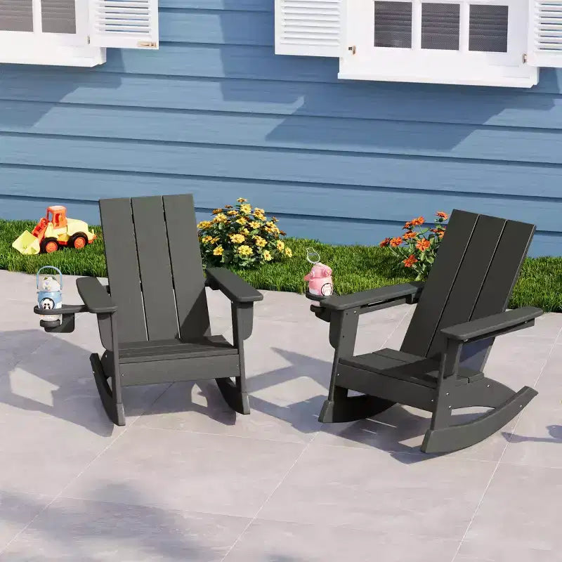 WestinTrends Ashore Chaises à bascule modernes Adirondack en plastique HDPE pour enfants (Lot de 2)