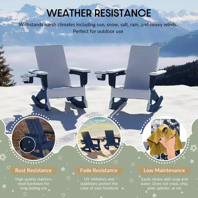 WestinTrends Ashore Chaises à bascule modernes Adirondack en plastique HDPE pour enfants (Lot de 2)