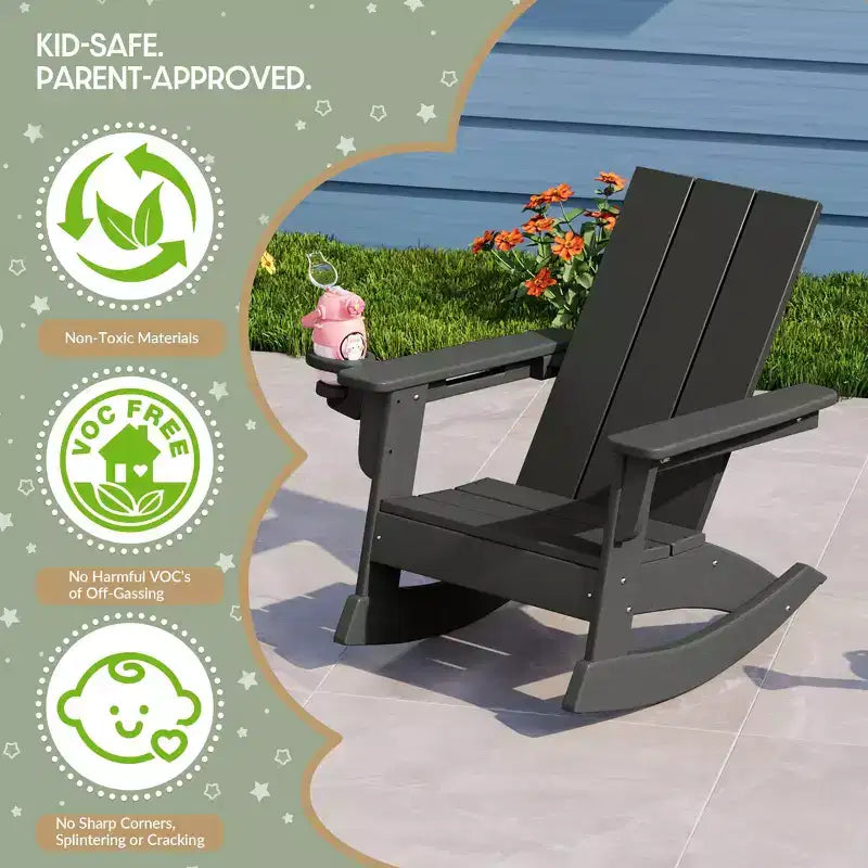 WestinTrends Ashore Chaises à bascule modernes Adirondack en plastique HDPE pour enfants (Lot de 2)
