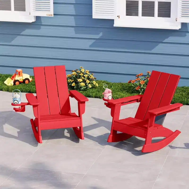 WestinTrends Ashore Chaises à bascule modernes Adirondack en plastique HDPE pour enfants (Lot de 2)