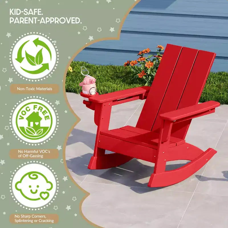 WestinTrends Ashore Chaises à bascule modernes Adirondack en plastique HDPE pour enfants (Lot de 2)