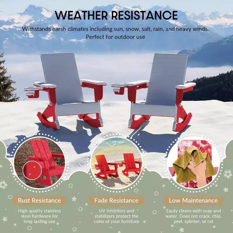 WestinTrends Ashore Chaises à bascule modernes Adirondack en plastique HDPE pour enfants (Lot de 2)