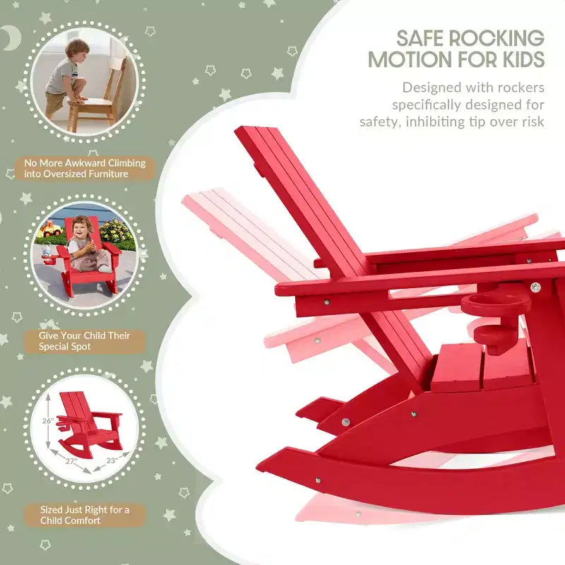 WestinTrends Ashore Chaises à bascule modernes Adirondack en plastique HDPE pour enfants (Lot de 2)