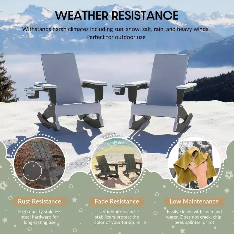 WestinTrends Ashore Chaises à bascule modernes Adirondack en plastique HDPE pour enfants (Lot de 2)