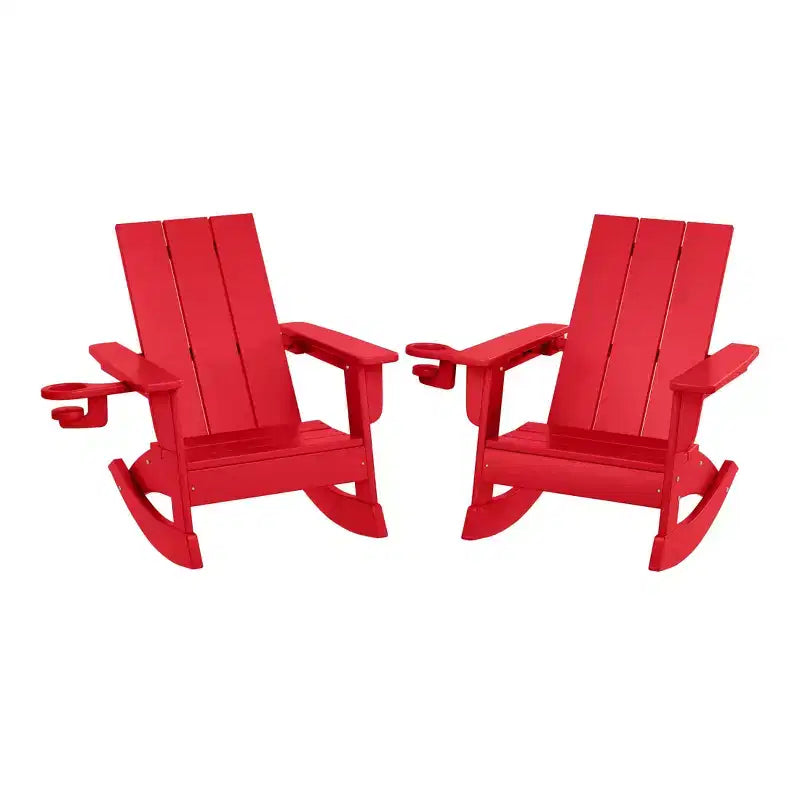 WestinTrends Ashore Outdoor HDPE Plastic Preschool Toddler Modern Adirondack Rocking Chairs (Set of 2)