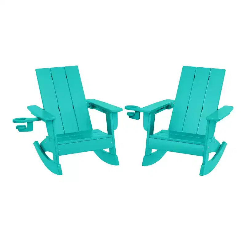 WestinTrends Ashore Outdoor HDPE Plastic Preschool Toddler Modern Adirondack Rocking Chairs (Set of 2)