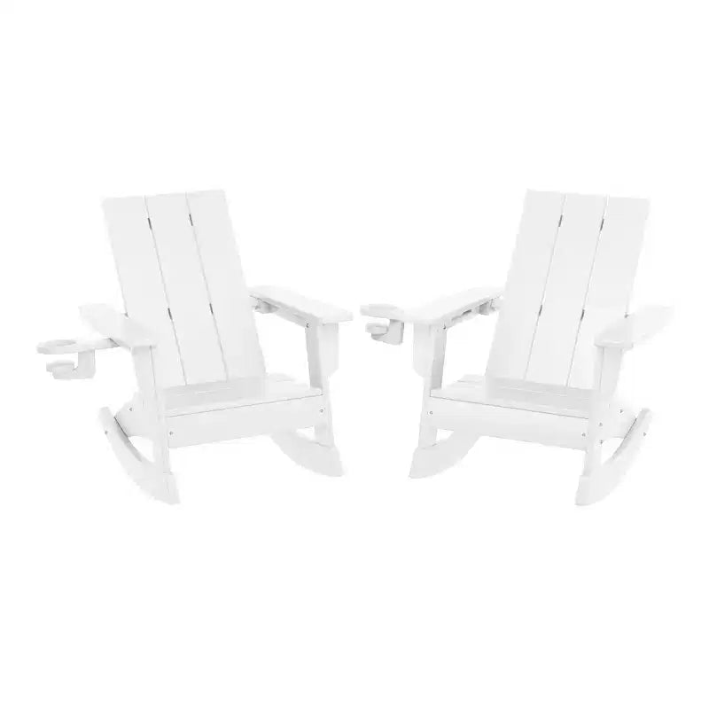 WestinTrends Ashore Outdoor HDPE Plastic Preschool Toddler Modern Adirondack Rocking Chairs (Set of 2)