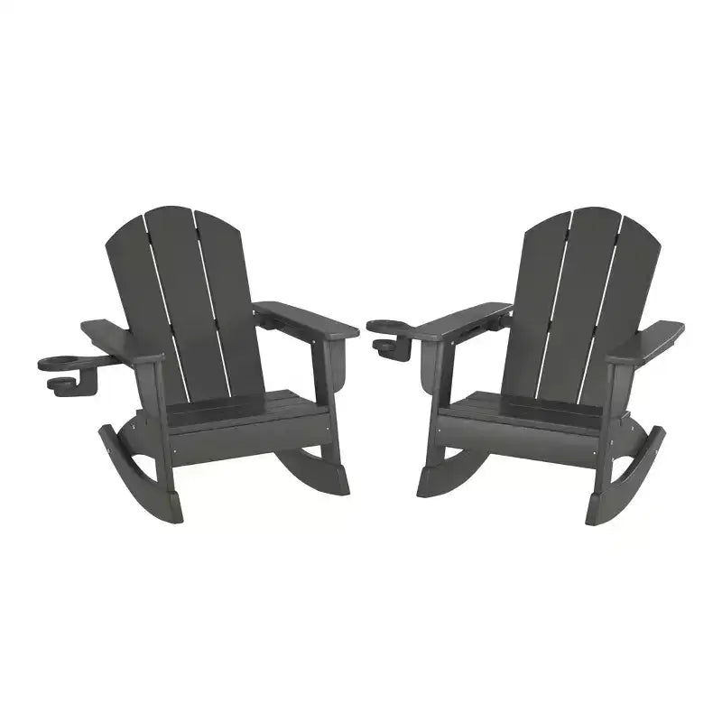 WestinTrends Malibu Outdoor HDPE Plastic Preschool Toddler Classic Adirondack Rocking Chairs (Set of 2)