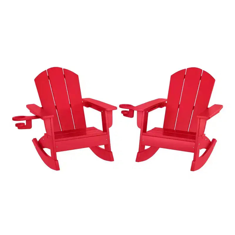 WestinTrends Malibu Outdoor HDPE Plastic Preschool Toddler Classic Adirondack Rocking Chairs (Set of 2)
