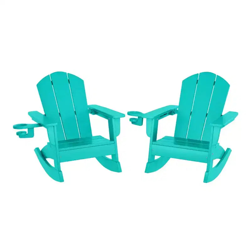 WestinTrends Malibu Outdoor HDPE Plastic Preschool Toddler Classic Adirondack Rocking Chairs (Set of 2)
