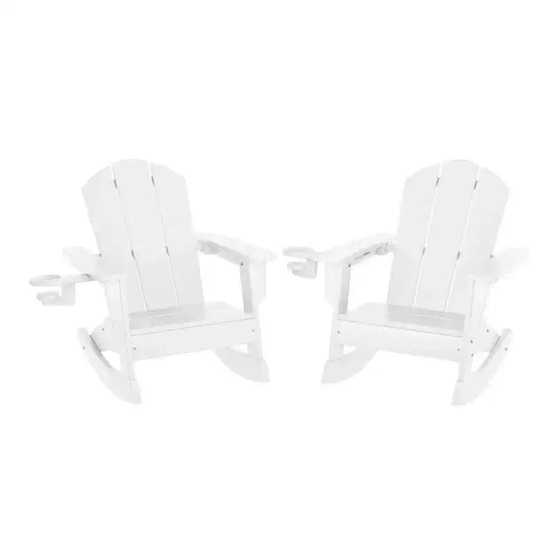 WestinTrends Malibu Outdoor HDPE Plastic Preschool Toddler Classic Adirondack Rocking Chairs (Set of 2)