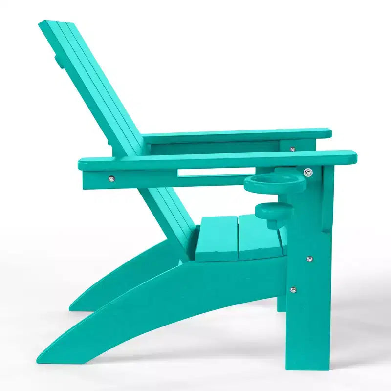 WestinTrends Ashore 3-Piece Kids HDPE Modern Adirondack Chairs Set with Square Side Table and Cup Holders