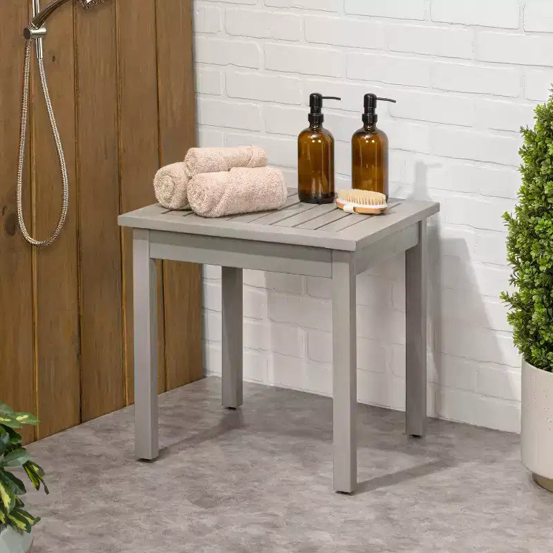 JONATHAN Y Archer 18.9 Modern Classic Square Slatted Solid Acacia Wood Indoor/Outdoor Adirondack Side Table