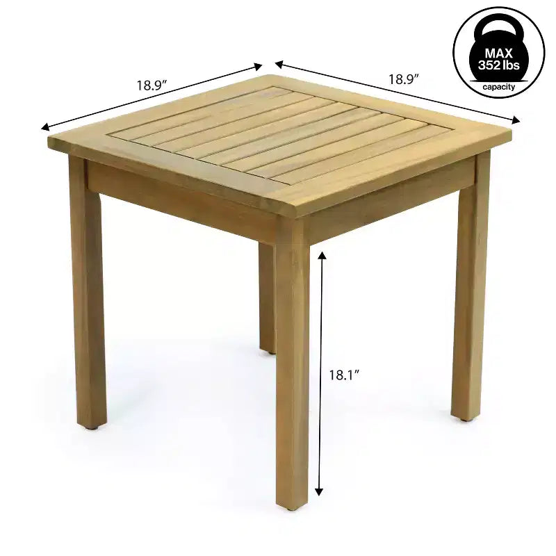 JONATHAN Y Archer 18.9 Modern Classic Square Slatted Solid Acacia Wood Indoor/Outdoor Adirondack Side Table