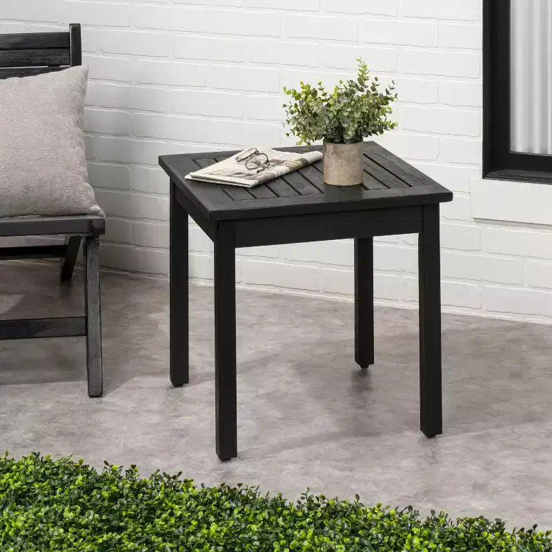 JONATHAN Y Archer 18.9 Modern Classic Square Slatted Solid Acacia Wood Indoor/Outdoor Adirondack Side Table
