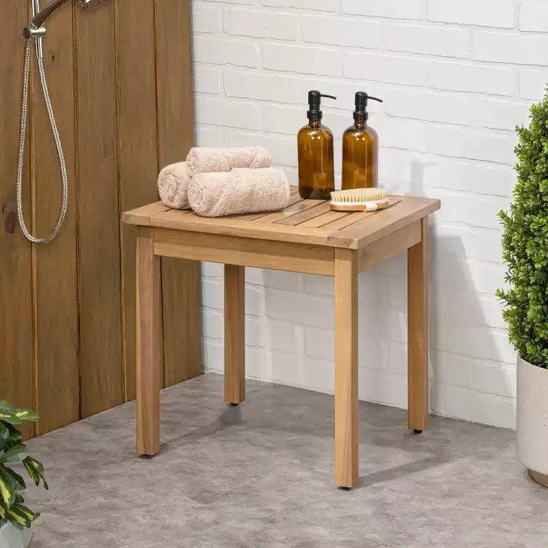 JONATHAN Y Archer 18.9 Modern Classic Square Slatted Solid Acacia Wood Indoor/Outdoor Adirondack Side Table