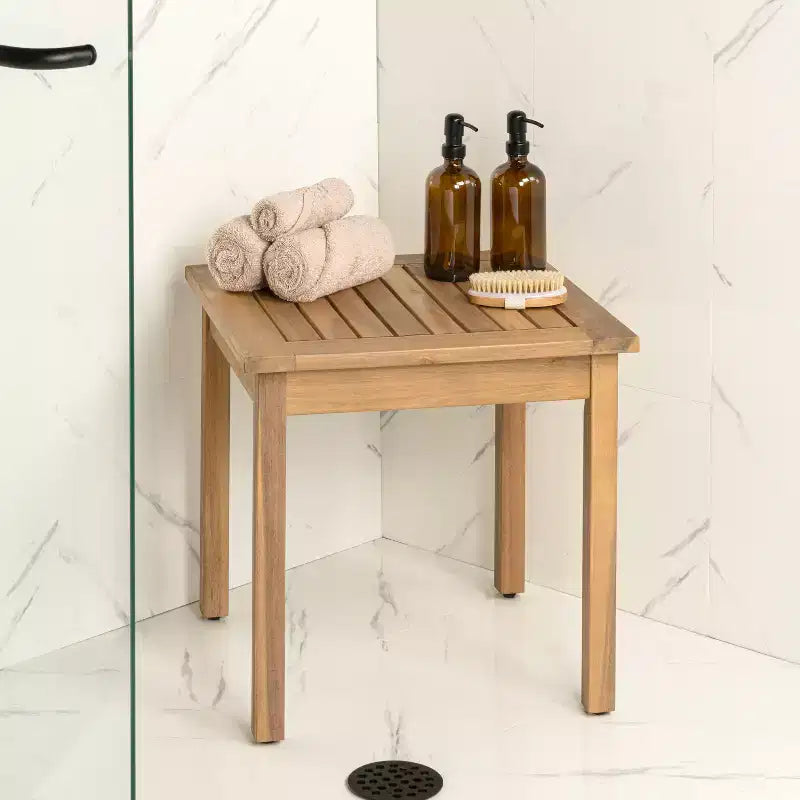 JONATHAN Y Archer 18.9 Modern Classic Square Slatted Solid Acacia Wood Indoor/Outdoor Adirondack Side Table