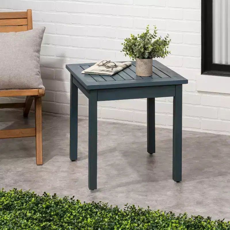 JONATHAN Y Archer 18.9 Modern Classic Square Slatted Solid Acacia Wood Indoor/Outdoor Adirondack Side Table