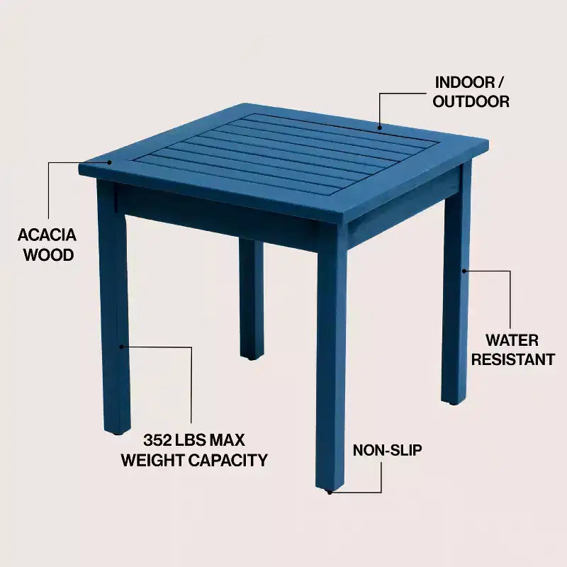 JONATHAN Y Archer 18.9 Modern Classic Square Slatted Solid Acacia Wood Indoor/Outdoor Adirondack Side Table