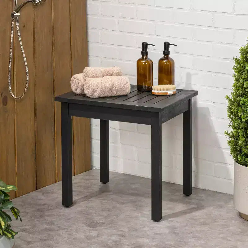 JONATHAN Y Archer 18.9 Modern Classic Square Slatted Solid Acacia Wood Indoor/Outdoor Adirondack Side Table