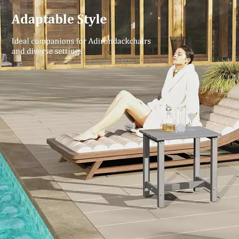 Table d'appoint d'extérieur Tree City, 45 cm, résistante aux intempéries, en HDPE, pour chaise Adirondack, petite table durable pour véranda, jardin et cour