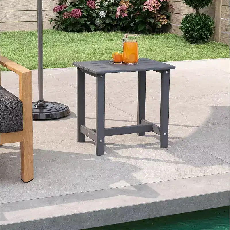 Tree City Outdoor Side Table, 18 Weather-Resistant HDPE Patio End Table for Adirondack Chair, Durable Small Table for Porch, Yard & Garden