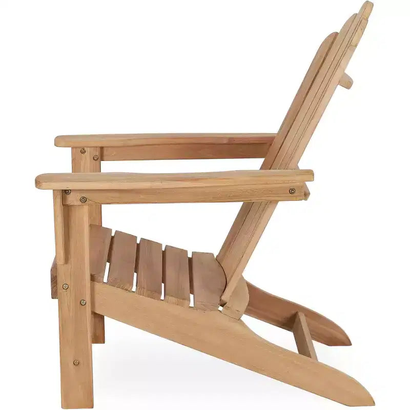 Tree City Teak Wood Adirondack Chair, Wide Armrest & High Back, Weather-Resistant Grade-A Teak Outdoor Patio Chair for Garden, Porch or Beach