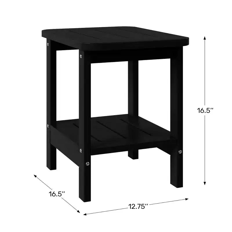 WestinTrends Aruba 2-Tier Outdoor HDPE Modern Adirondack Square Patio Side Table, Turquoise
