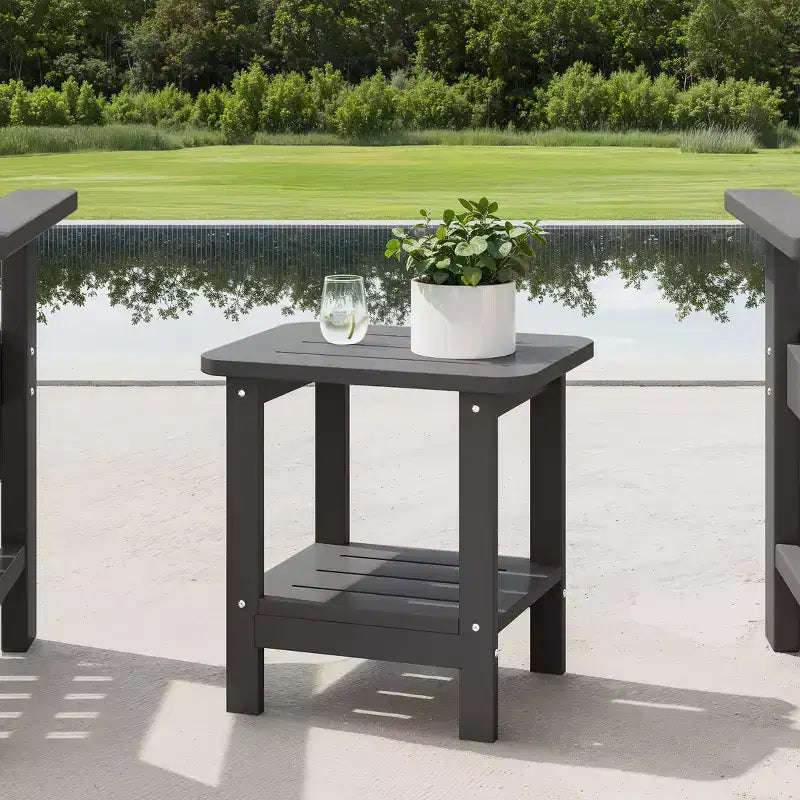 WestinTrends Aruba 2-Tier Outdoor HDPE Modern Adirondack Square Patio Side Table, Turquoise