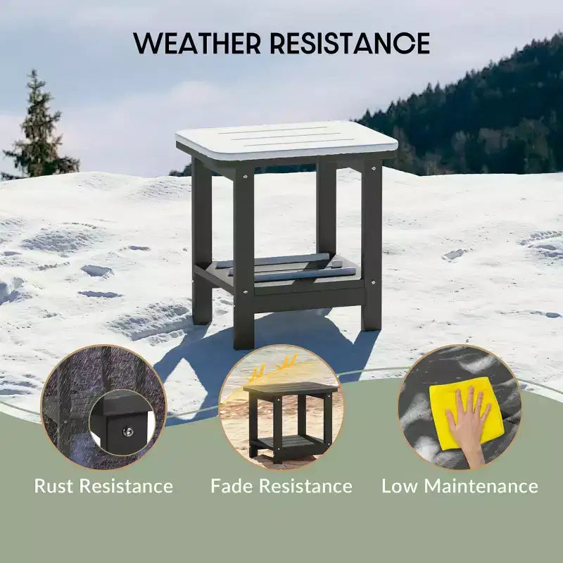 WestinTrends Aruba 2-Tier Outdoor HDPE Modern Adirondack Square Patio Side Table, Turquoise