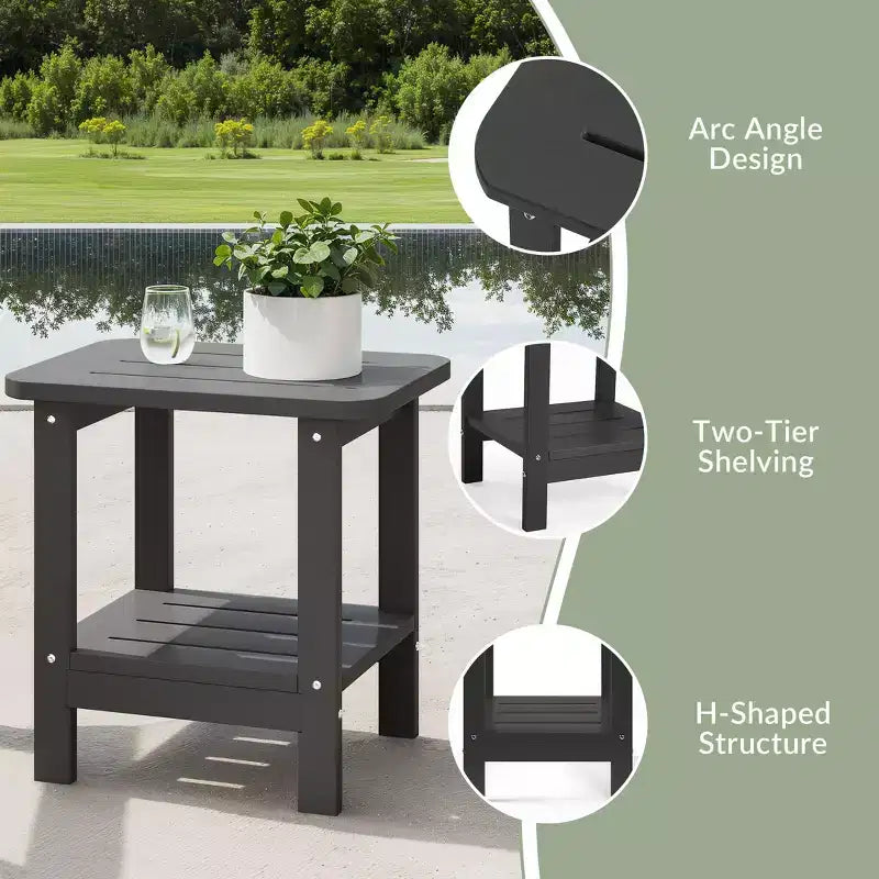 WestinTrends Aruba 2-Tier Outdoor HDPE Modern Adirondack Square Patio Side Table, Turquoise