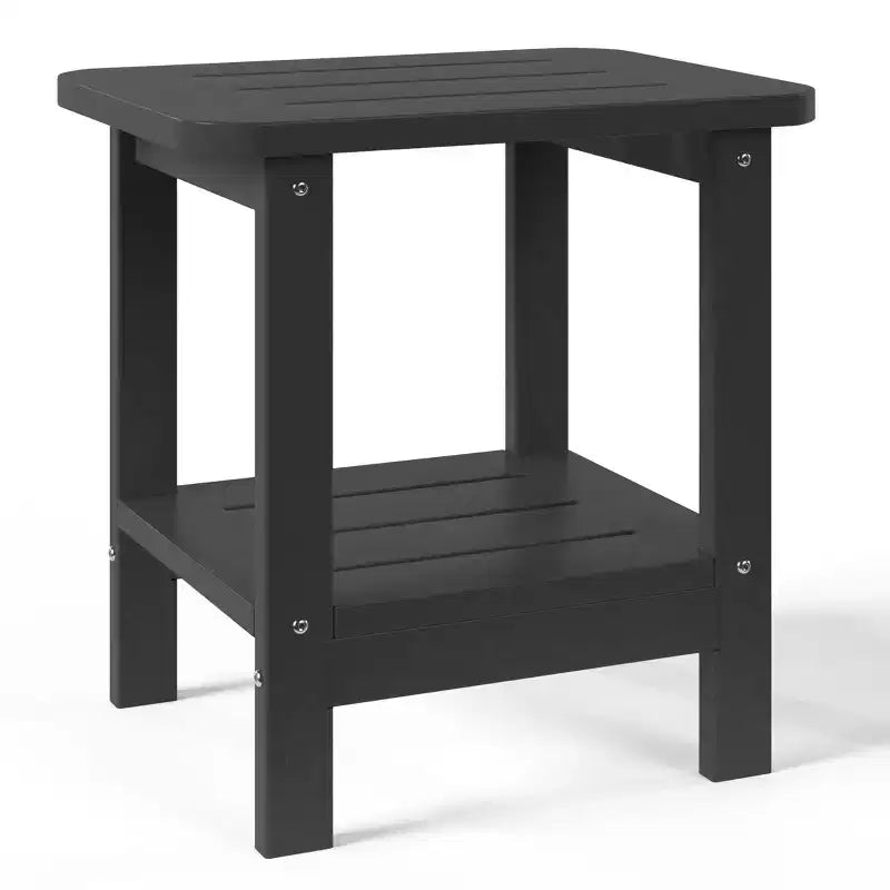 WestinTrends Aruba 2-Tier Outdoor HDPE Modern Adirondack Square Patio Side Table, Turquoise