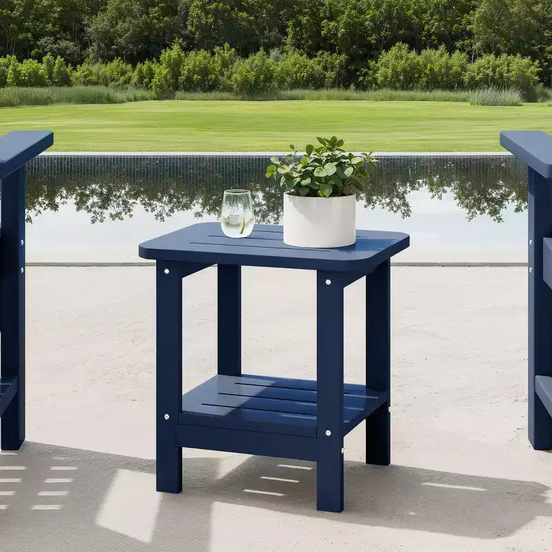 WestinTrends Aruba 2-Tier Outdoor HDPE Modern Adirondack Square Patio Side Table, Turquoise