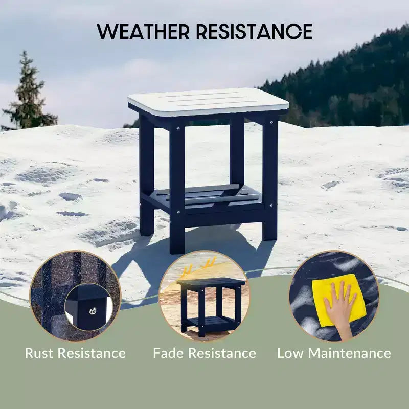 WestinTrends Aruba 2-Tier Outdoor HDPE Modern Adirondack Square Patio Side Table, Turquoise