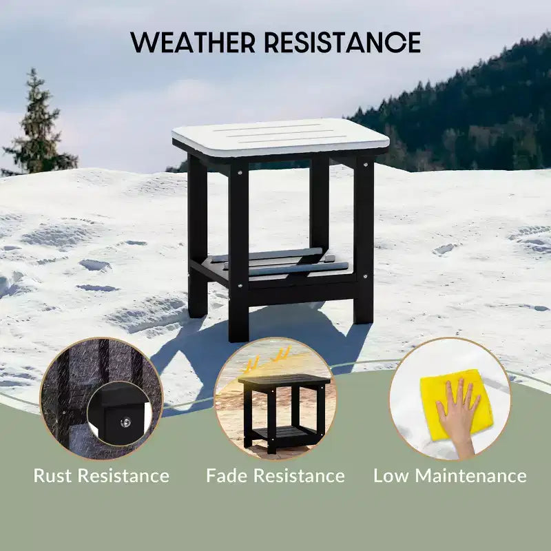 WestinTrends Aruba 2-Tier Outdoor HDPE Modern Adirondack Square Patio Side Table, Turquoise
