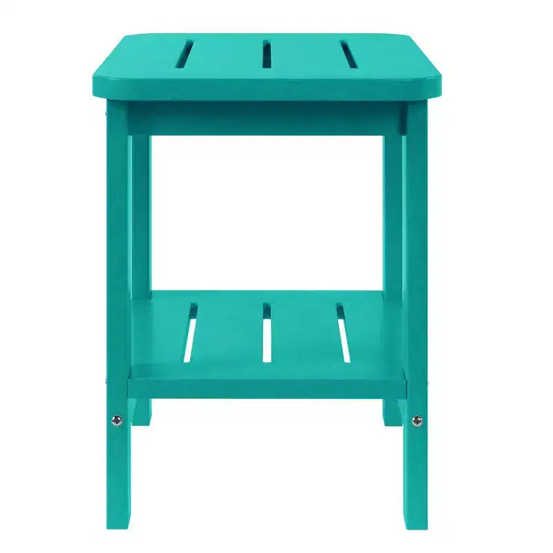 WestinTrends Aruba 2-Tier Outdoor HDPE Modern Adirondack Square Patio Side Table, Turquoise