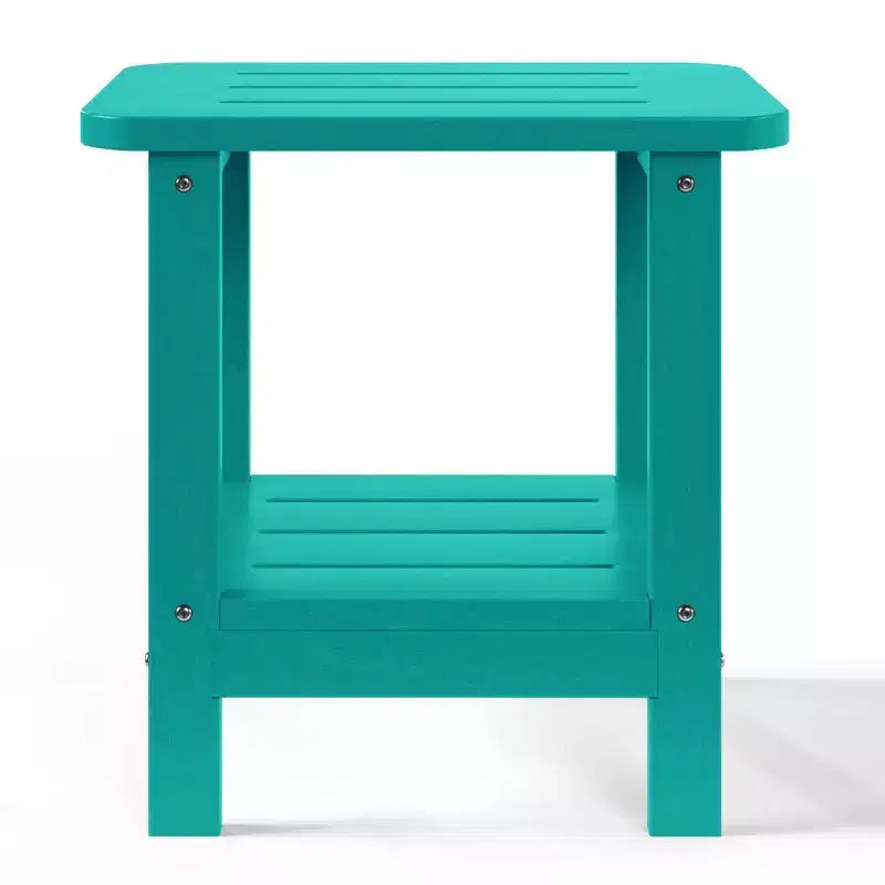 WestinTrends Aruba 2-Tier Outdoor HDPE Modern Adirondack Square Patio Side Table, Turquoise