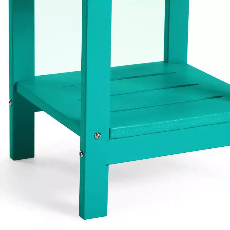 WestinTrends Aruba 2-Tier Outdoor HDPE Modern Adirondack Square Patio Side Table, Turquoise