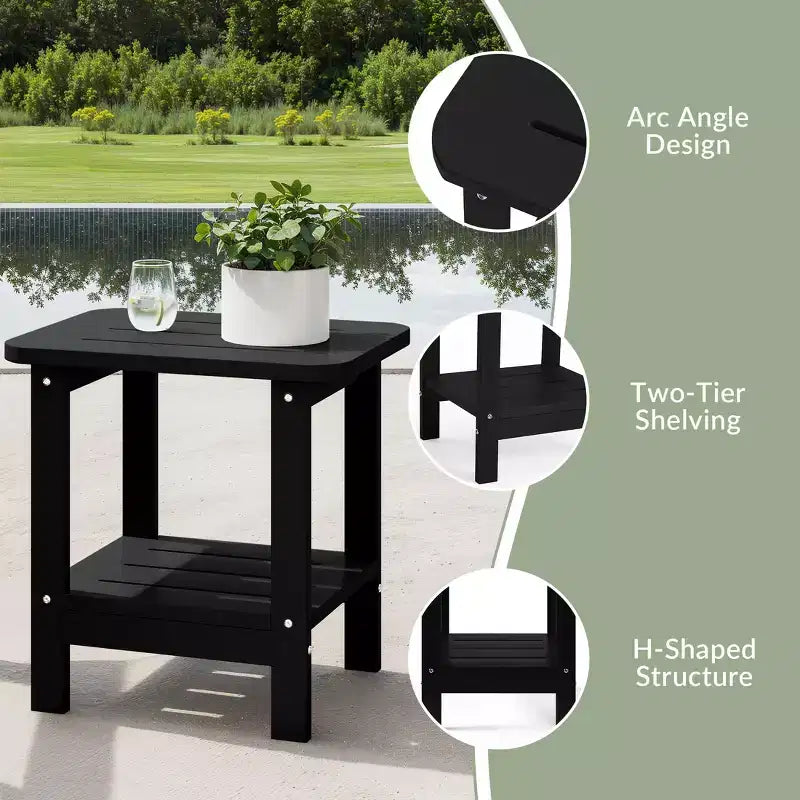 WestinTrends Aruba 2-Tier Outdoor HDPE Modern Adirondack Square Patio Side Table, Turquoise