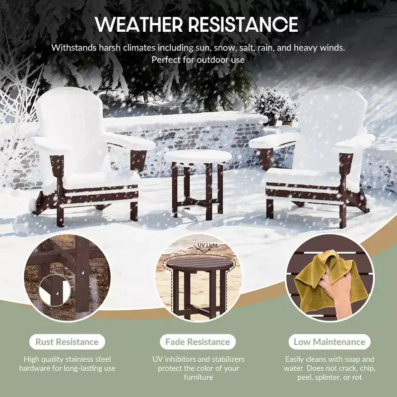 WestinTrends Malibu 2-Piece Outdoor Folding Adjustable Adirondack Chair with Cup Holder & Hideaway Ottoman and 18 Side Table
