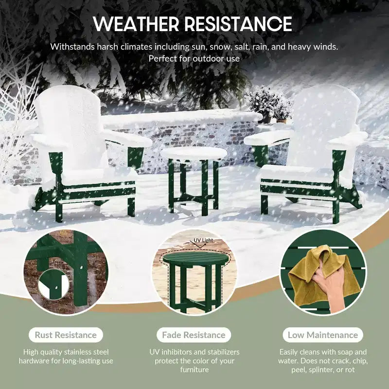 WestinTrends Malibu 2-Piece Outdoor Folding Adjustable Adirondack Chair with Cup Holder & Hideaway Ottoman and 18 Side Table